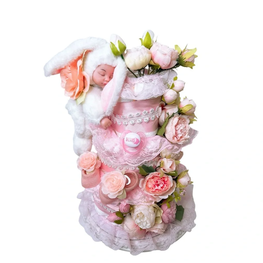 Bunny Diaper Cake, Flowers Diaper cake